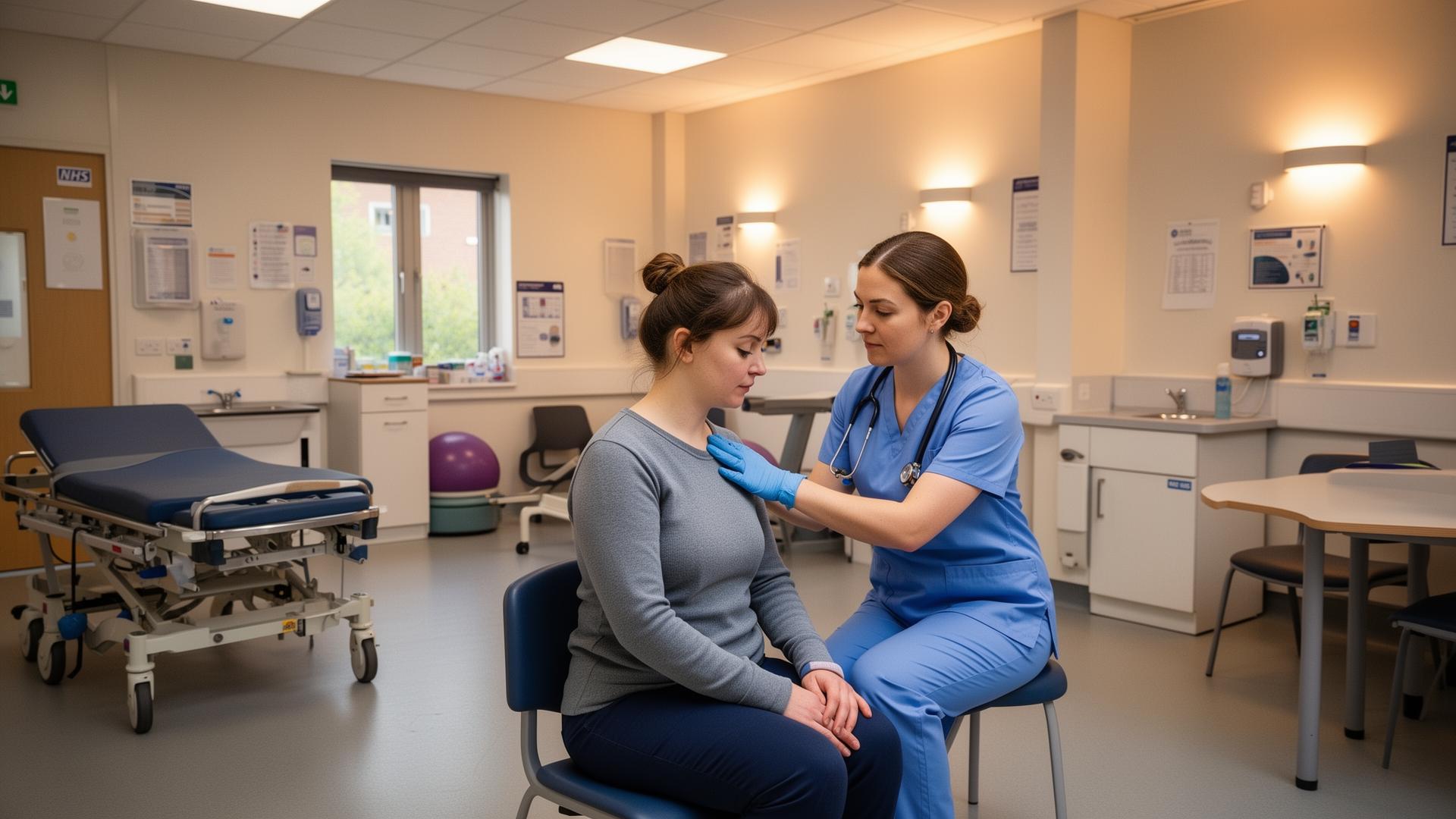 Allied health professional with a patient